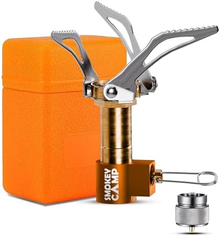Mini 3000W Camping Stove, Ultralight Backpacking Camp Stove with a Carrying Case and an Additional Adapter, Compatable with Isobutane and Propane Tanks, Portable and Collapsible by SmokeyCamp