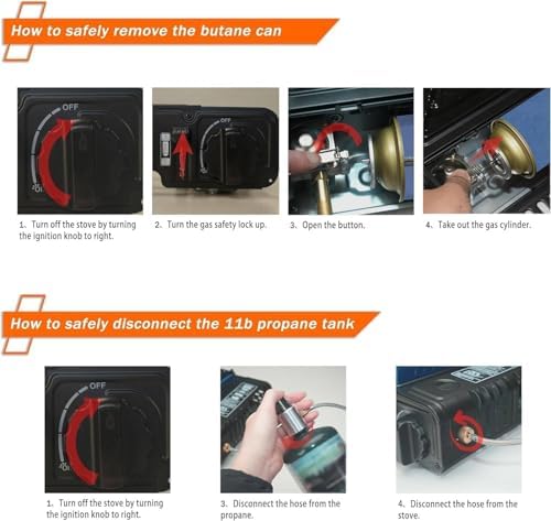 Propane or Butane Stove with Windblocker,Dual Fuel 10,000 BTU Propane Stove for Camping, Automatic Ignition Gas Portable Stove with Propane Adapter Hose Carrying Case for Outdoor (Fuel Not Included) - Image 6