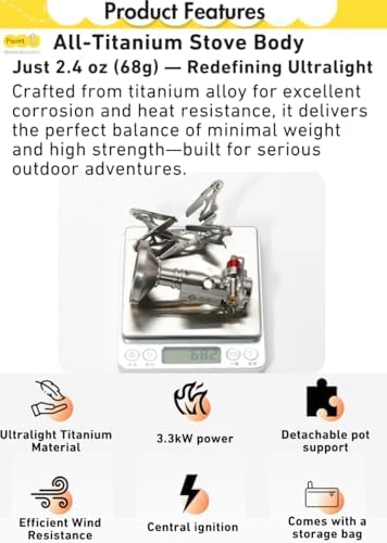 CAMPINGMOON Titanium Backpacking Stove Pressure Regulator Igniter XT-2F - Image 3