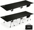 Height Adjustable Camping Cot, 350lbs Heavy-Duty Aluminum Frame, Black by AOPEC