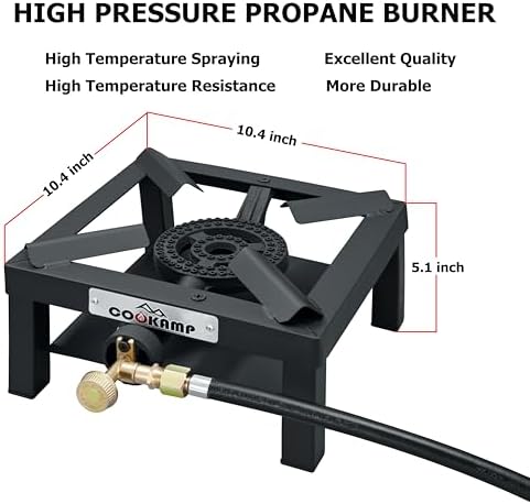 COOKAMP Propane Burner Angle Iron Camp Stove with CSA Listed Regulator and 4ft Hose (SA1200v2) - Image 2