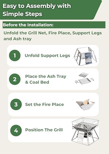 CAMPINGMOON Mini Charcoal Grill Portable Fire Pit Stainless Steel X-MINI - Image 5