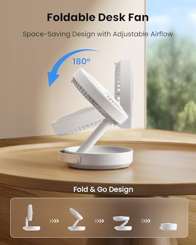 Gaiatop Foldable Desk Fan with Night Light, 6.8in Portable Travel Fan - Image 2