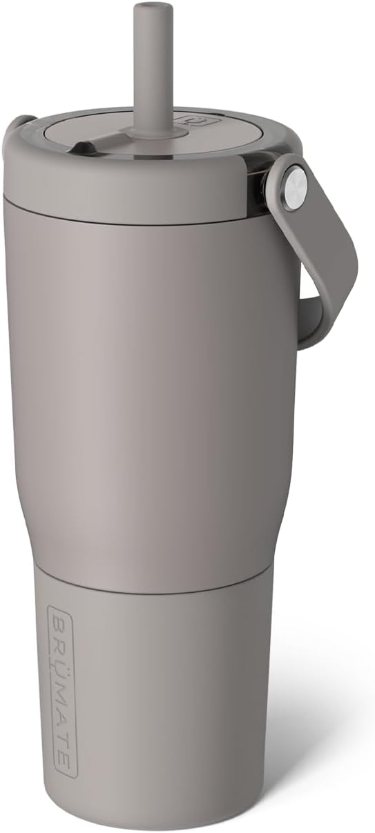 BrüMate Resa 25oz 100% Leakproof Travel Tumbler with Handle & Straw | Flexible SoftSip Straw | Silicone Sleeve for Durability | Stainless Steel | Cup Holder & Travel Friendly Water Bottle | (Mocha) by Br%C3%BCMate