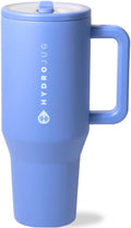 HydroJug Traveler - 32 oz Water Bottle with Handle & Flip Straw - Fits in Cup Holder, Leak Resistant Tumbler-Reusable Insulated Stainless Steel & Rubber Base - Gifts for Women & Men, Light Blue by Hydrojug