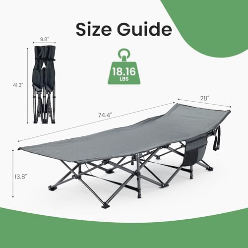 OLIXIS Camping Cot, Camping Bed, Sleeping Cot, Rollaway Bed - Image 2