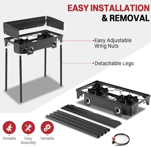 2 Burner Propane Camp Stove | 150,000 BTU | High Pressure Gas Burners - Image 5