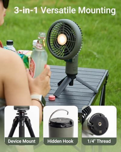 SUNREI 20000mAh Rechargeable Camping Fan, LED Lantern Battery Operated Fan - Image 6
