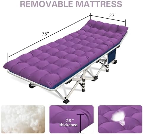 2 Pack Camping Cot with Thick Pad, Cots for Sleeping with Carry Bag - Image 6