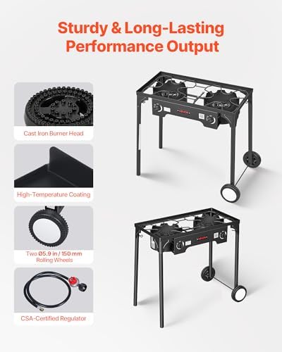 VEVOR 2 Burner Outdoor Propane Gas Stove, Propane LPG Gas Camping Stove, - Image 5