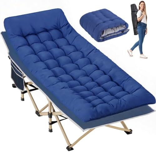Folding Camping Cot with Mattress for Adults,28" Wide,600LBS by Candockway