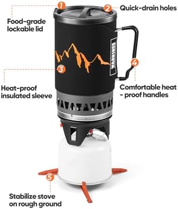 Odoland 1.4L Heat Exchanger Camping Stove Outdoor Camping Cookware - Image 4