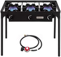 ROVSUN 3 Burner Outdoor Propane Gas Stove with Regulator, High Pressure 225,000 BTU Stand Cooker for Backyard Cooking Camping Home Brewing Canning Turkey Frying by ROVSUN