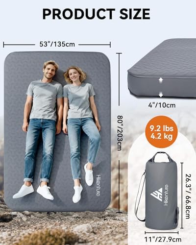 Hikenture 4" Thick Self Inflating Sleeping Pad, Foam & Air Camping Mattress - Image 6