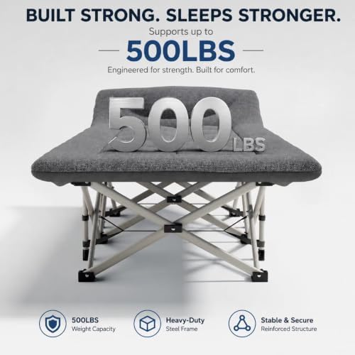 10-Leg Heavy Duty Camping Cot for Adults with Mattress - Image 6