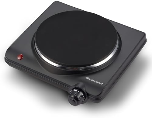 Elite Gourmet Electric Burner, 1000W Cast Iron Hot Plate, 7 Heat Settings by EliteGourmet