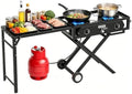 ROVSUN 2 Burner Foldable Gas Stove with Side Table, 150,000 BTU Portable Propane Stove with Ignition & Regulator for Camping Home Backyard Cooking Brewing Canning Turkey Frying by ROVSUN