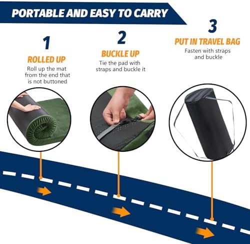 CYMULA Memory Foam Camping Mattress Pad, CertiPUR-US Sleeping Mat, Portable Roll Up Mattress for Adults, Camping Bed Pads for Sleepover, Car Bed with Travel Bag - Image 6