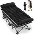 Fragess Portable Camping Cot, 32" Extra Wide Camping Cots for Adults with Thick Mattress, Heavy Duty Sleeping Cot Holds Up to 600LBS, Cots for Sleeping, Rv, Beach, Patio, Office Naps(Black) by Fragess