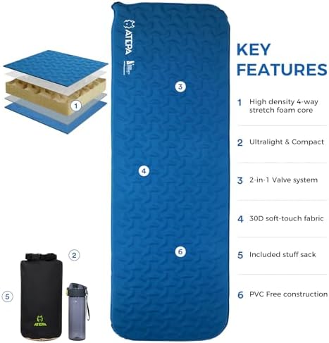 ATEPA Self Inflating Sleeping Pad for Backpacking, 2.3 R-Value - Image 4
