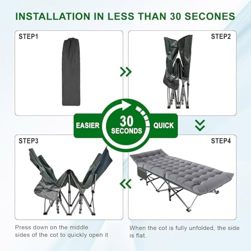 Camping Cot, 28'' Wide Sleeping Cots for Adults, Indoor & Outdoor with Pad - Image 4