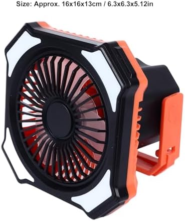 Portable Camping Fan with LED Lantern, 10000mAh Rechargeable Battery Powered Tent Fans for Camping Hanging, Ultra Quiet for Picnic, Barbecue, Fishing, Travel, Home (Black Orange) - Image 4