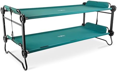 Disc-O-Bed Extra Large Portable Bunk Camping Cots with Carry Bags - Heavy-Duty Indoor or Outdoor Sleeping System, Converts to Bench or Separate Beds, 500 lb Weight Capacity Per Cot, Green by Disc-O-Bed