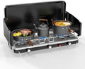 ROVSUN 3 Burner Portable Camping Stove with Igniter, 30000 BTU Propane Camp Stove with Adapter, Built-in Handle & Foldable Wind Panel for Outdoor Camping, Tailgating, Grilling by ROVSUN