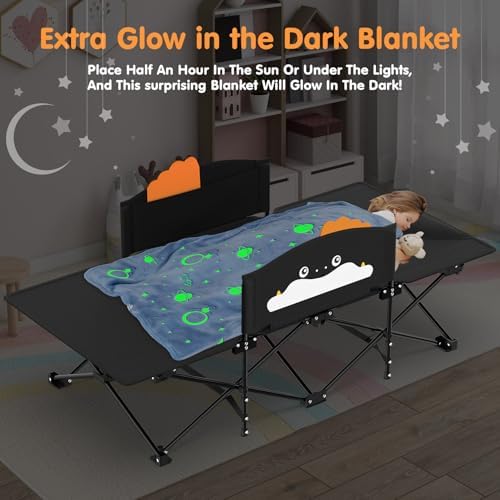 Suteck Kids Camping Cot, Comfortable Toddler Cots Bed with Blanket - Image 2