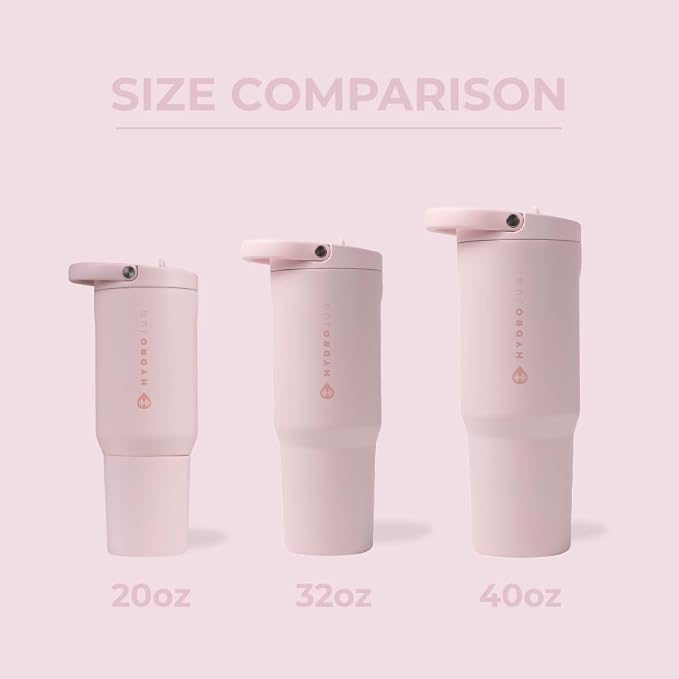 HydroJug Sport - Stainless Steel Tumbler with Straw, Vacuum Insulated, 20oz Leakproof Water Bottle, Ergonomic Design, Reusable, Dishwasher Safe, Rubber Base, Durable for Gym or Outdoors, Pink Sand - Image 4
