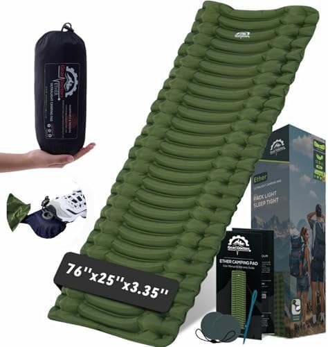 Gear Doctors® Ether 17.5oz Ultralight Camping Sleeping Pad – Backpacking Air Mattress – Camping Mattress Pad – Compact Inflatable Sleeping Mat for Backpacking, Comfortable Outdoor Hiking, Tent, Travel by GearDoctors