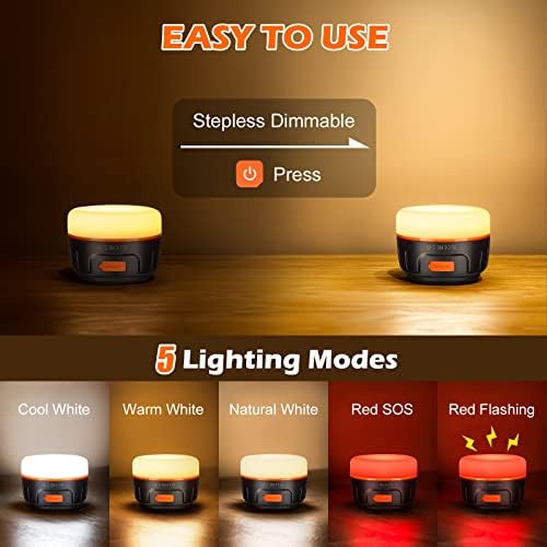 Sinvitron LED Camping Lantern Rechargeable with Remote Control - 1000LM 150H Runtime Tent Light, 5200mAh Water-Resistant Emergency Light for Hurricane Power Outages, Hiking Home - Image 4