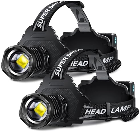 AKNEAR Rechargeable LED Headlamp 99000 High lumens Super Bright(2 Pack) by AKNEARHeadlampRechargeable