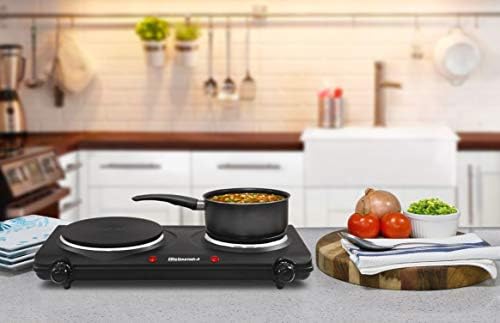 Elite Gourmet Double Cast Iron Burner, 1500W Hot Plate, Adjustable Temp - Image 2