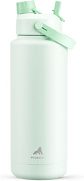 POWCAN 40 oz Insulated Water Bottle with 2-in-1 Straw and Spout Lid, Keep Cold 24H, Leak-Proof, BPA-Free, Double Wall Stainless Steel Water Bottle for Sports, Gym, Travel, and School (Mint) by POWCAN