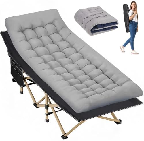 Folding Camping Cot with Mattress for Adults,28" Wide,600LBS by Candockway