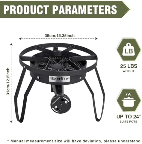 BESTFIRE 16" Single Propane Burner 200,000 BTU Portable Gas Stove - Image 2