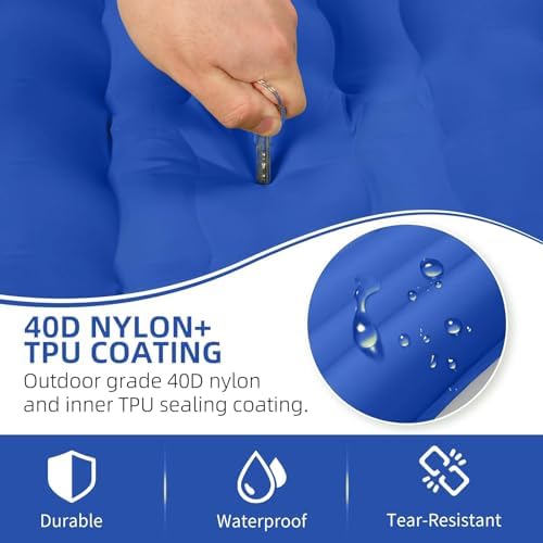 FNARMW Extra Thick Camping Sleeping Pad with Built-in Pillow & Foot Pump - Image 5