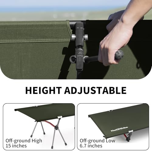 Naturehike ArmyWild Folding Camping Cot, Height Adjustable Ultralight Backpacking Cot, Portable Camping Bed for Camping Hiking Travel Home - Image 3