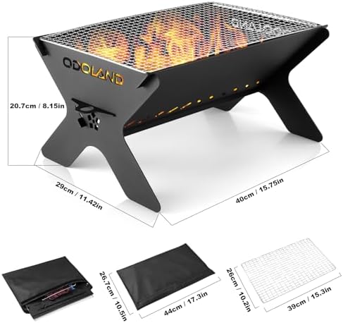 Odoland Portable Folding Charcoal Grills for Outdoor Cooking Bonfire BBQ - Image 3