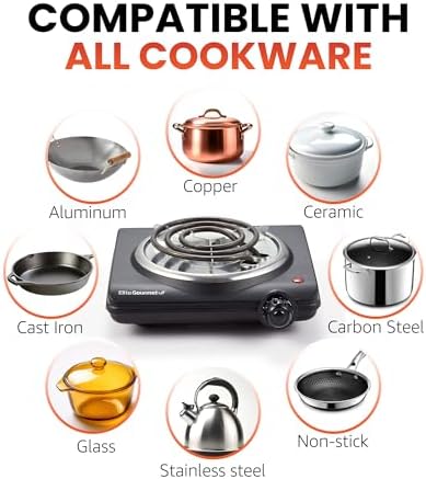 Elite Gourmet ESB100B Single Coiled Burner Hot Plate, Countertop, Black - Image 5