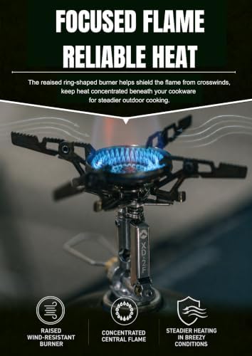CAMPINGMOON Canister Top Stove Portable Compact Foldable w/Micro Regulator w/4Flex w/igniter XD-2F (Silver) - Image 3