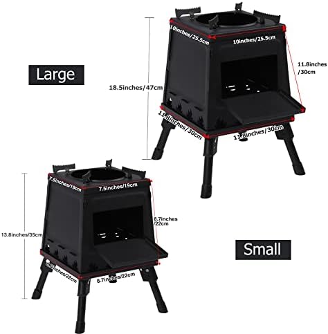 Wood Burning Camp Stove, Portable Cast Iron Camping Wood Stove, Black Woodstove with Carrying Case for Backpacking Outdoor Cooking - Image 3