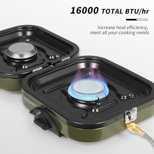 Naturehike 2 Burner Folding Camping Stove with Griddle - Image 5