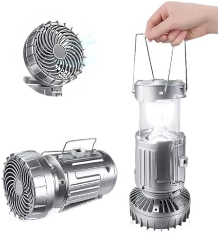 Solar Camping Lantern with Fan,Emergency Flashlight Charging for Phone,USB Rechargeable Portable Camping Fans Easy Install - Image 5