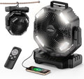 Socool 40000mAh Camping Fan Rechargeable, Battery Operated Portable Outdoor Fan Remote, 136Hrs & 4-Speed Cordless Oscillating, Table Fan with Light & Timer for Tent RV Jobsite Hurricane Power Outage by Socoolfancoolinhand