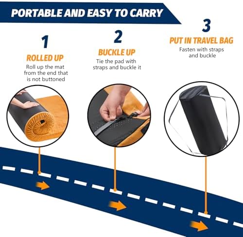 CYMULA Memory Foam Camping Mattress Pad, CertiPUR-US Sleeping Mat, Portable Roll Up Mattress for Adults, Camping Bed Pads for Sleepover, Car Bed with Travel Bag - Image 5
