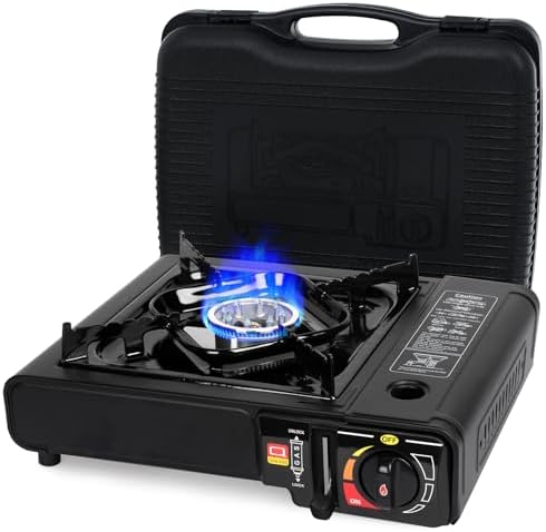 SHINESTAR Portable Butane Camping Stove with Carrying Case, 7800 BTUs by SHINESTAR