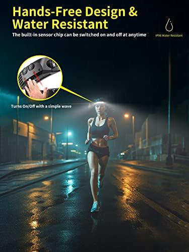 Smiling Shark LED Headlamp, 230°Wide Angle 3*Multi-Color Light Strips The Brightest Head Lamp Rechargeable with Motion Sensor Waterproof Headlight for Camping Hiking Outdoor, Head-Lamp-LED-Hat-Light - Image 4