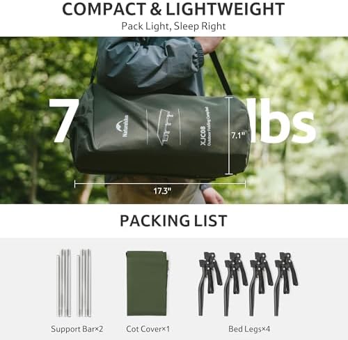 Naturehike Extra Wide GreenWild Camping Cot, Folding Lightweight Camp Cot Bed, Portable Sleeping Bed for Backpacking Travel Beach Home - Image 5